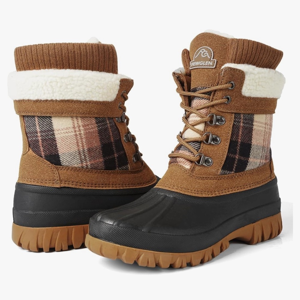 Women's Brown and Black Winter Boots